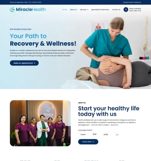 SA Miracle Health Clinic Website project showcase